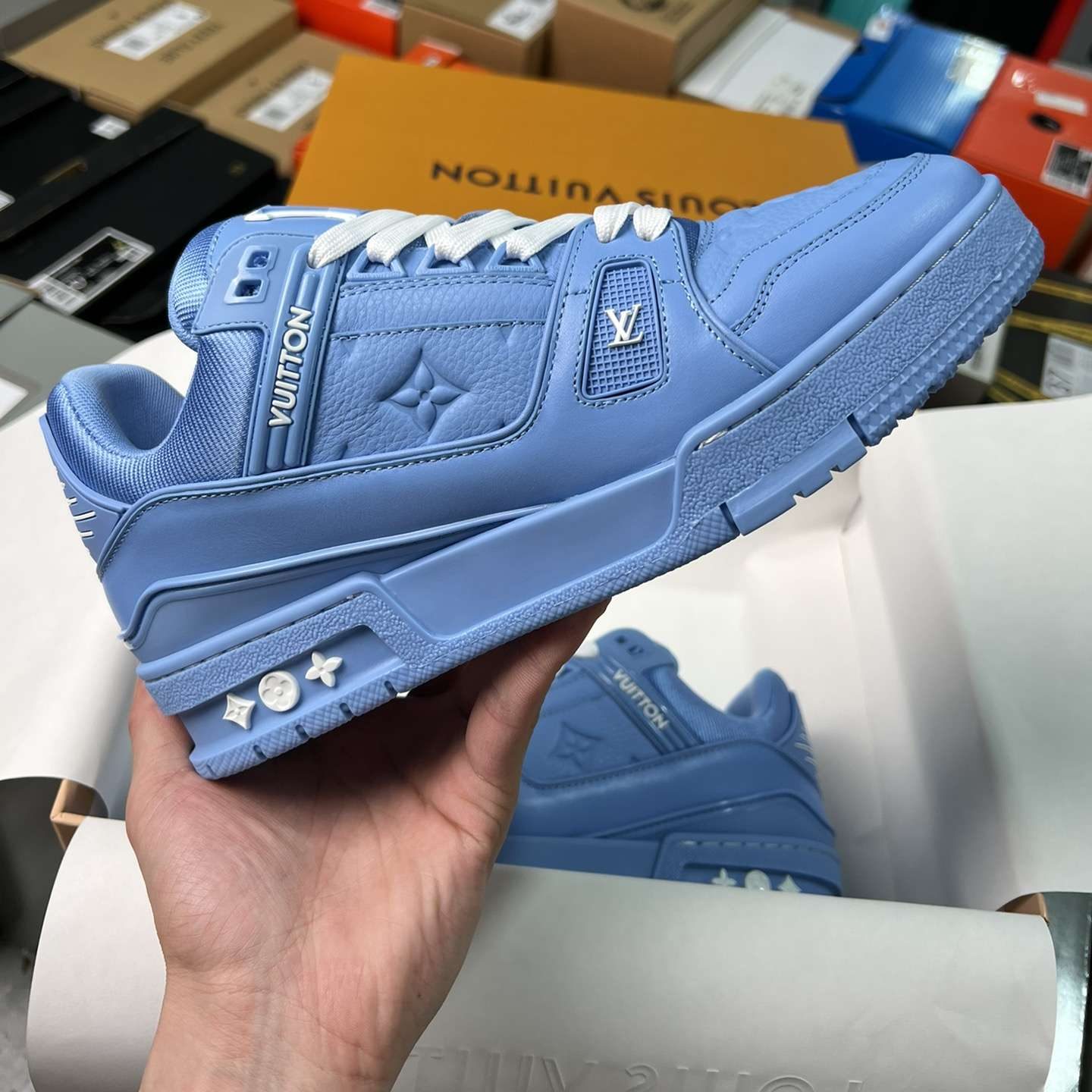 KICKWHO Louis Vuitton 23SS Monogram Trainer Sneaker Blue 1AARFG