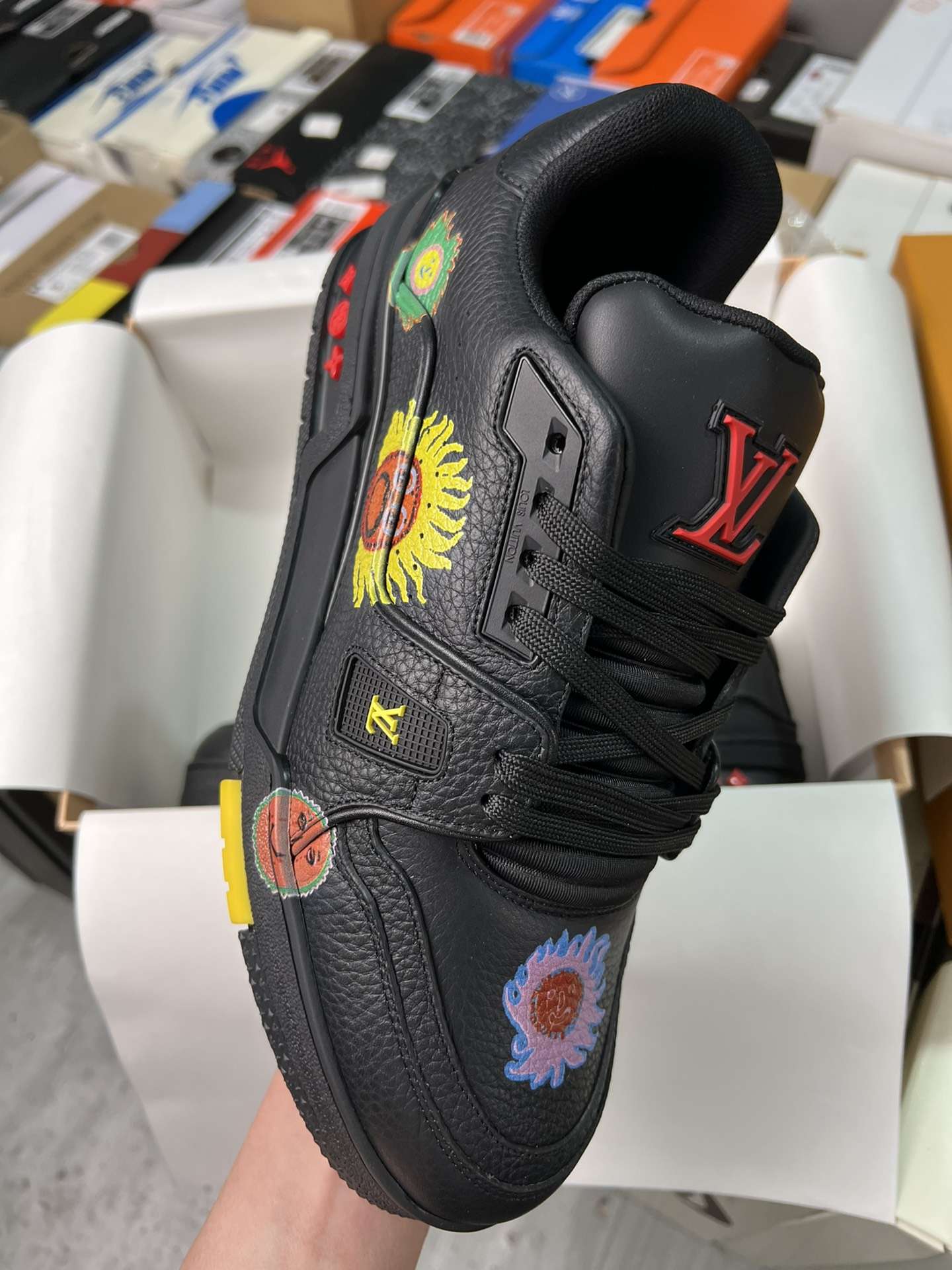 KICKWHO Louis Vuitton x Yayoi Kusama Trainer Black Print - Image 2