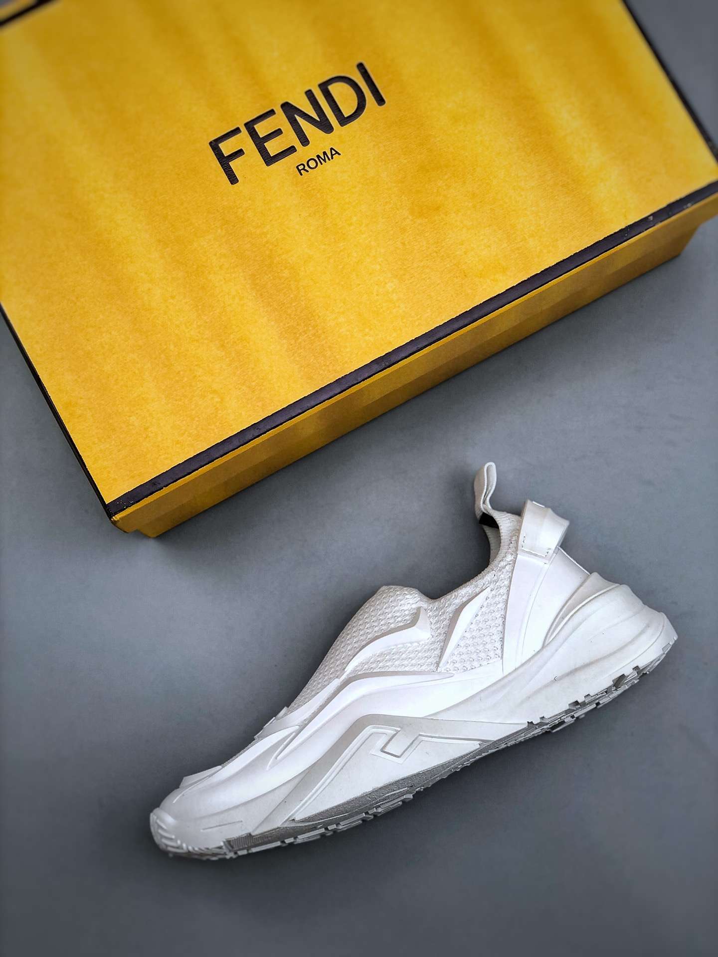KICKWHO Fendi Flow White Mesh Running Sneakers - Image 3