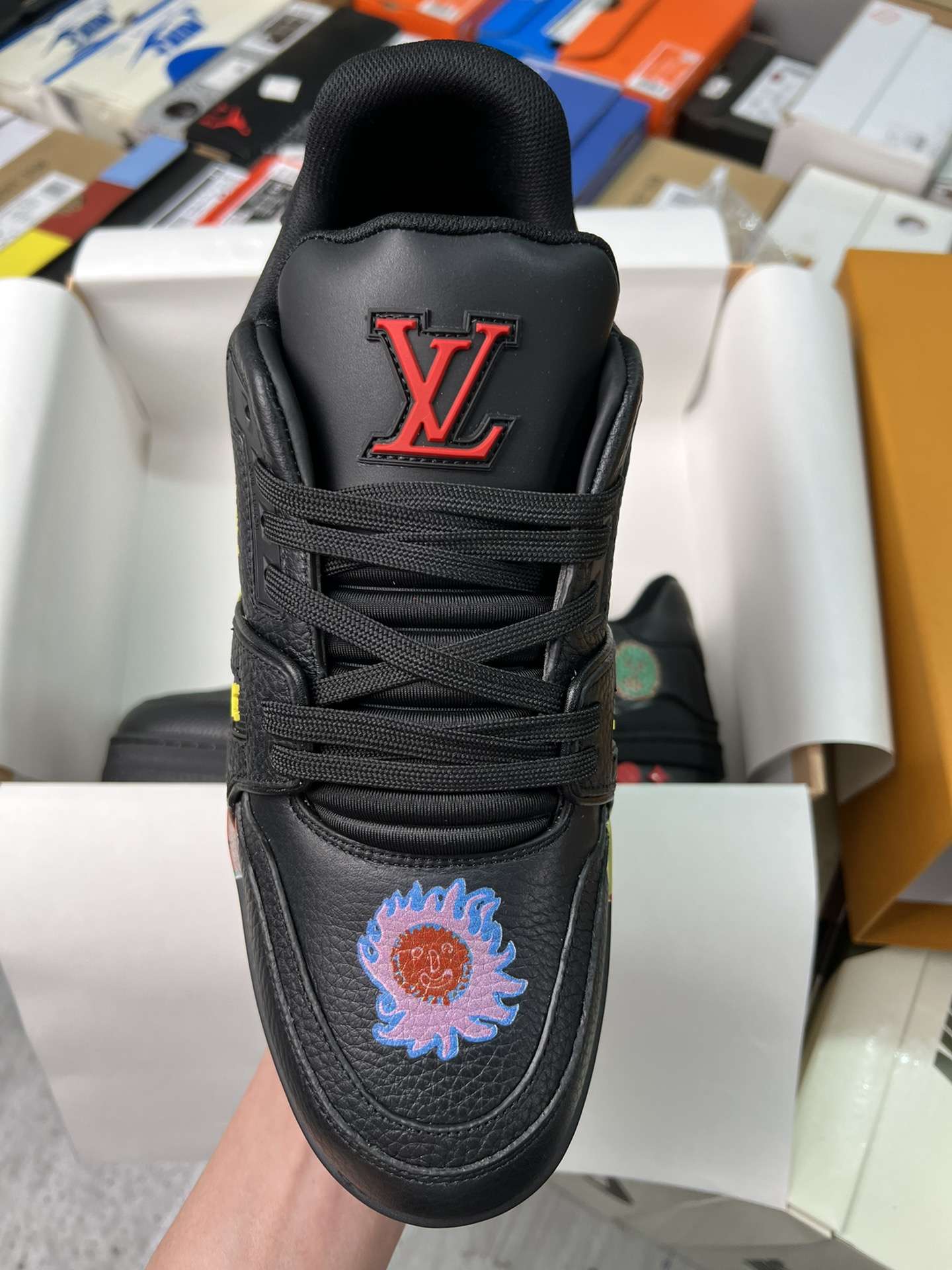 KICKWHO Louis Vuitton x Yayoi Kusama Trainer Black Print - Image 3