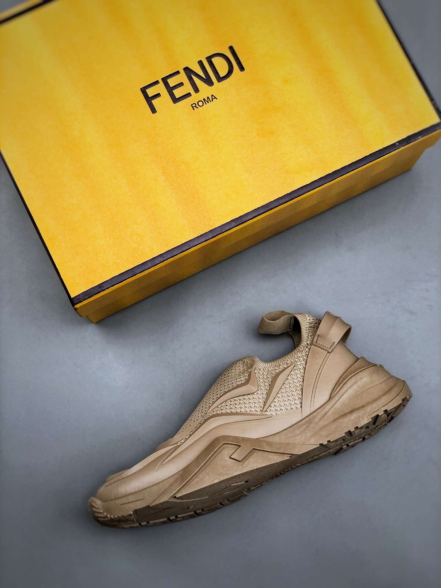 KICKWHO Fendi Flow Beige Mesh Running Sneakers - Image 3