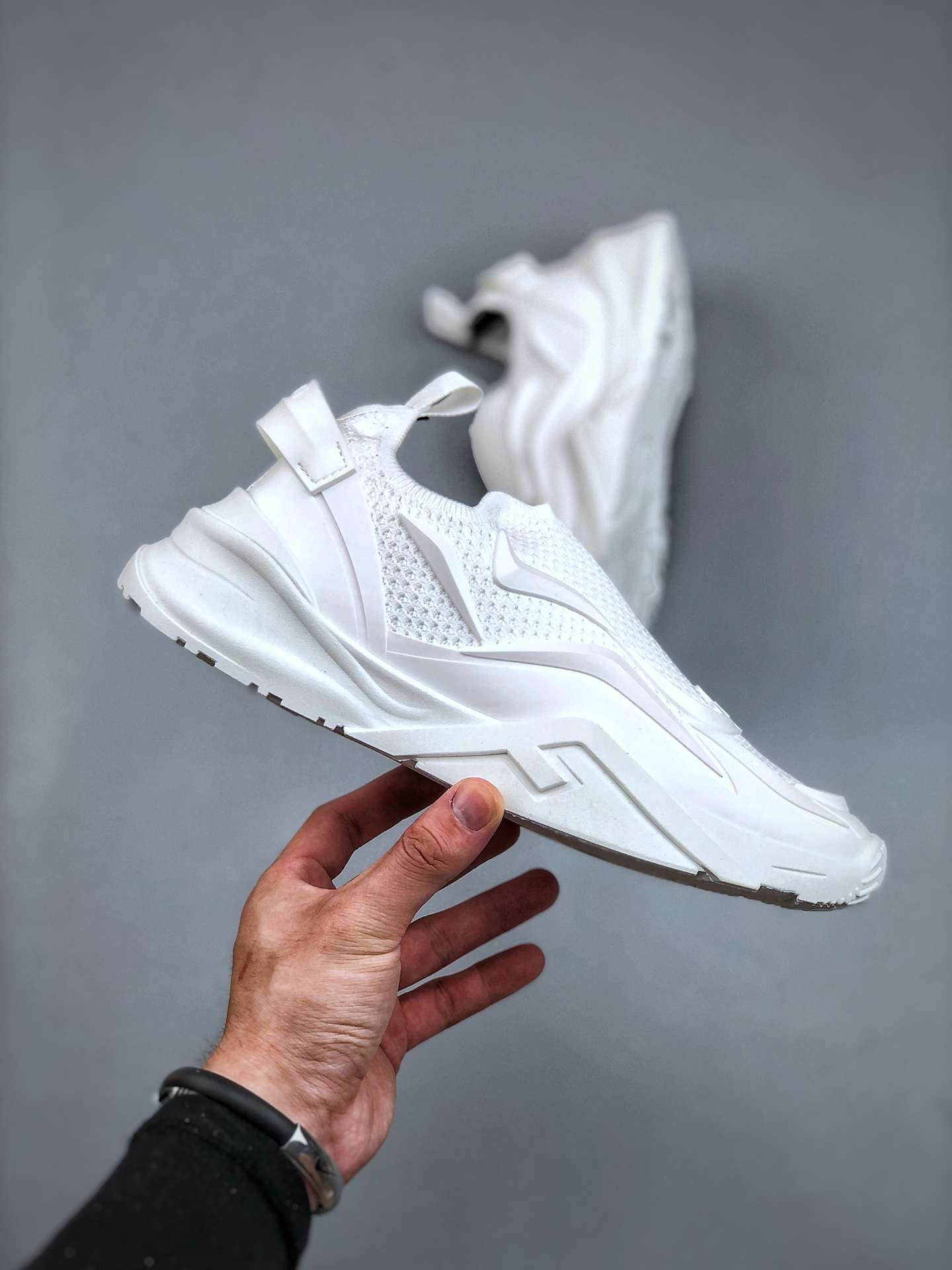 KICKWHO Fendi Flow White Mesh Running Sneakers - Image 4