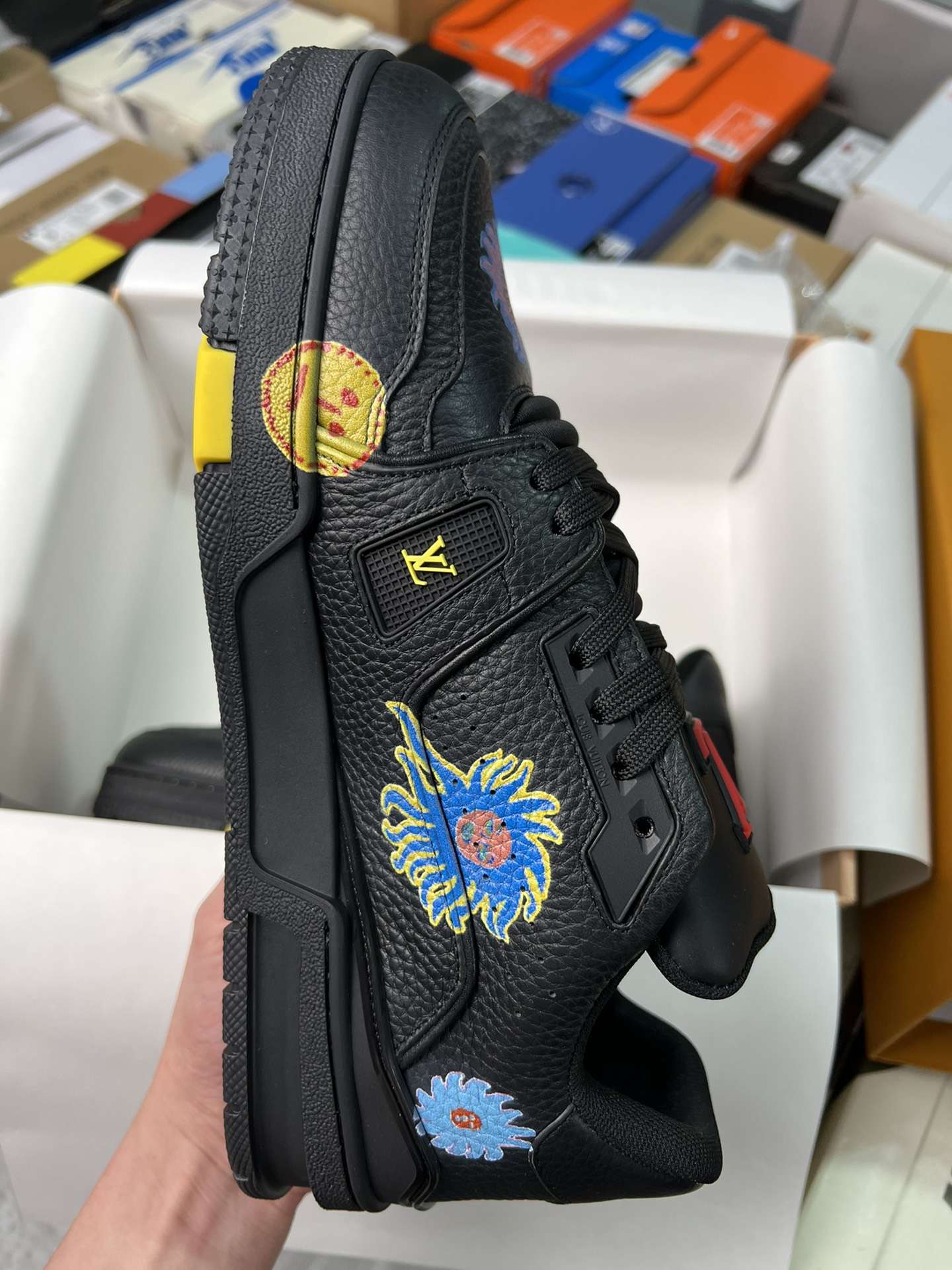 KICKWHO Louis Vuitton x Yayoi Kusama Trainer Black Print - Image 4