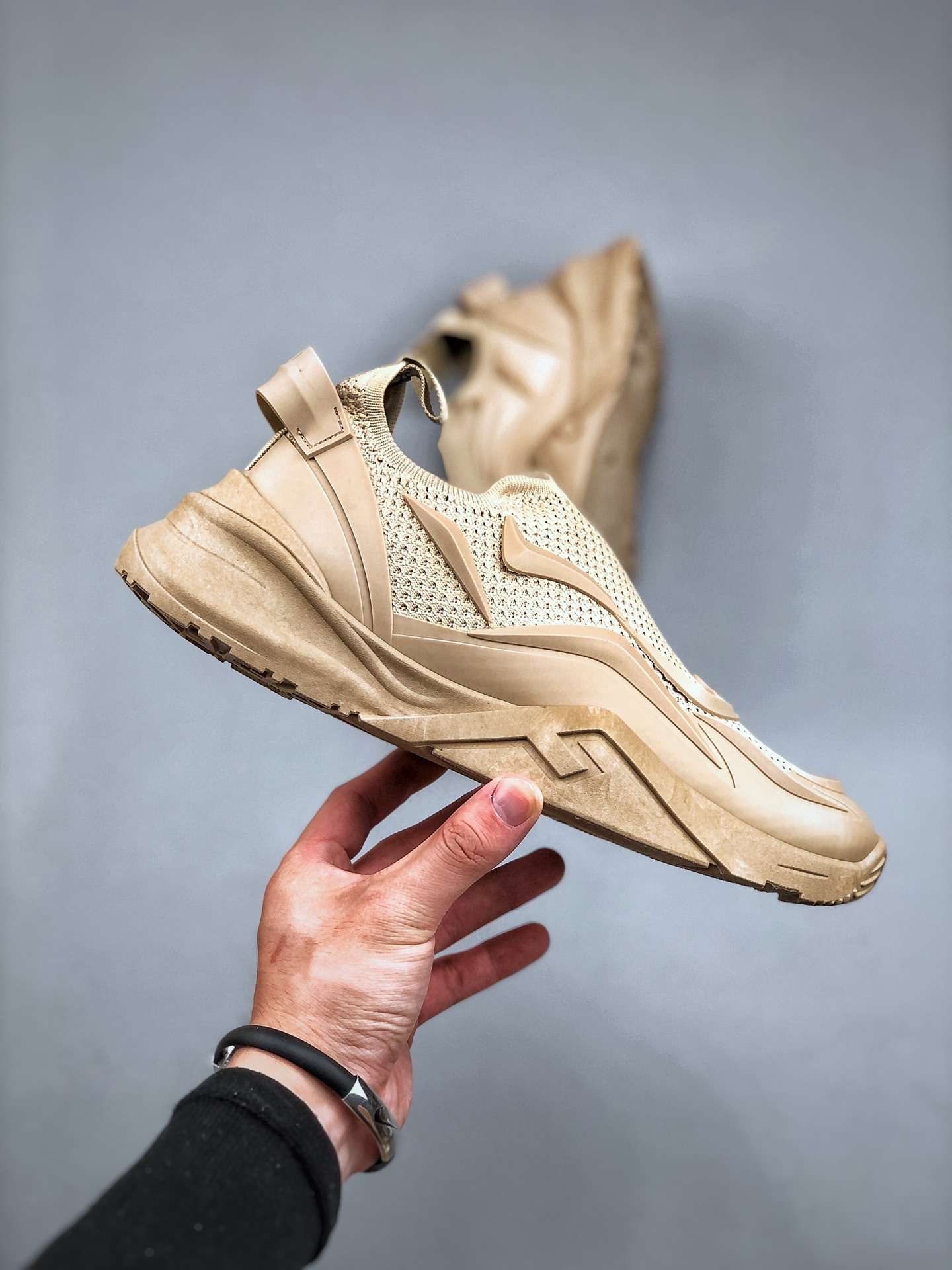 KICKWHO Fendi Flow Beige Mesh Running Sneakers - Image 4