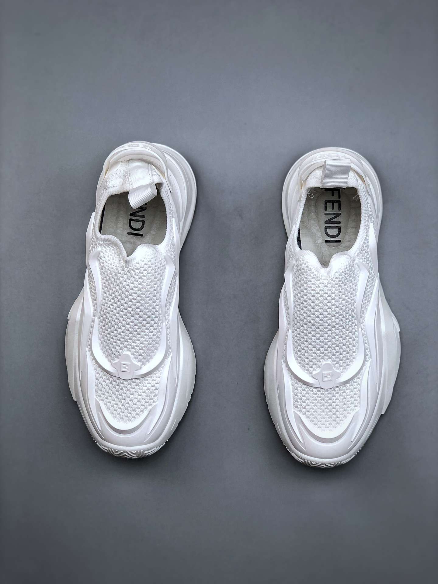 KICKWHO Fendi Flow White Mesh Running Sneakers - Image 5