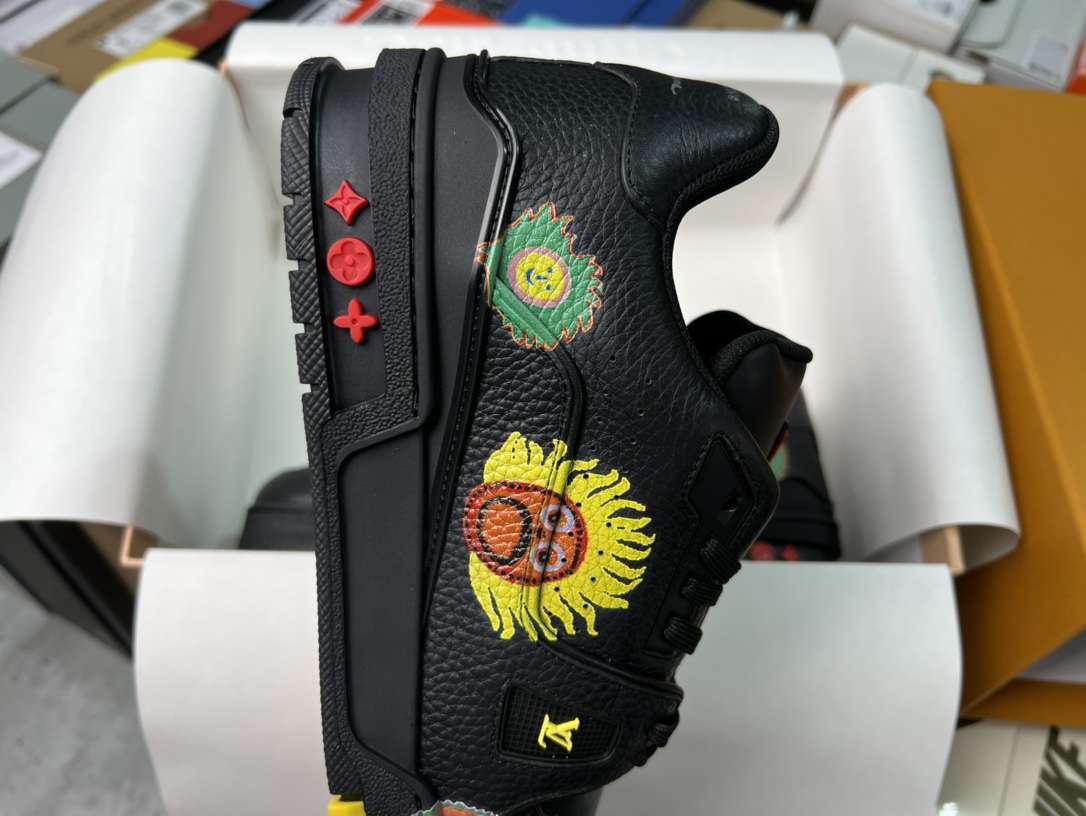 KICKWHO Louis Vuitton x Yayoi Kusama Trainer Black Print - Image 6