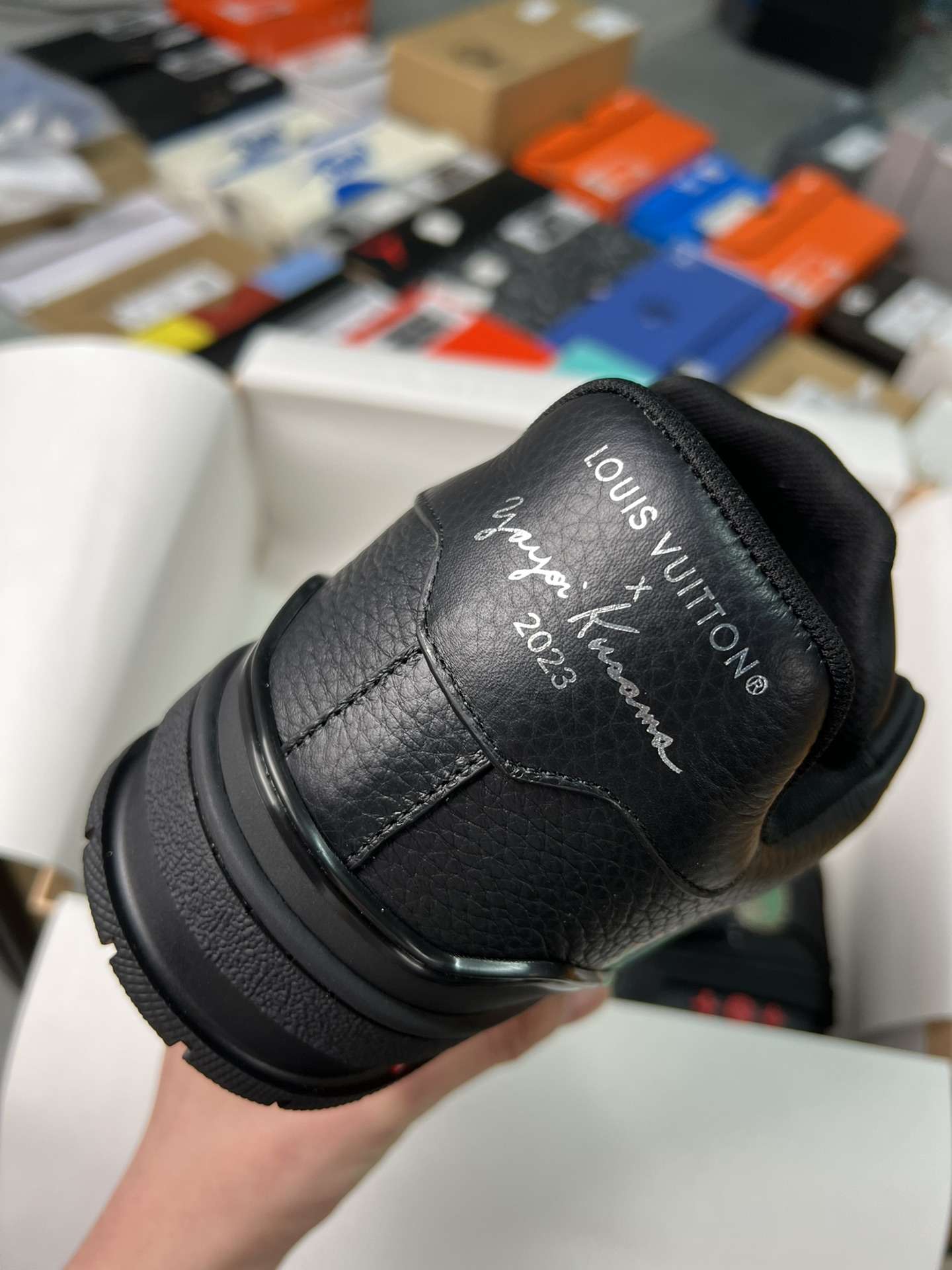 KICKWHO Louis Vuitton x Yayoi Kusama Trainer Black Print - Image 7