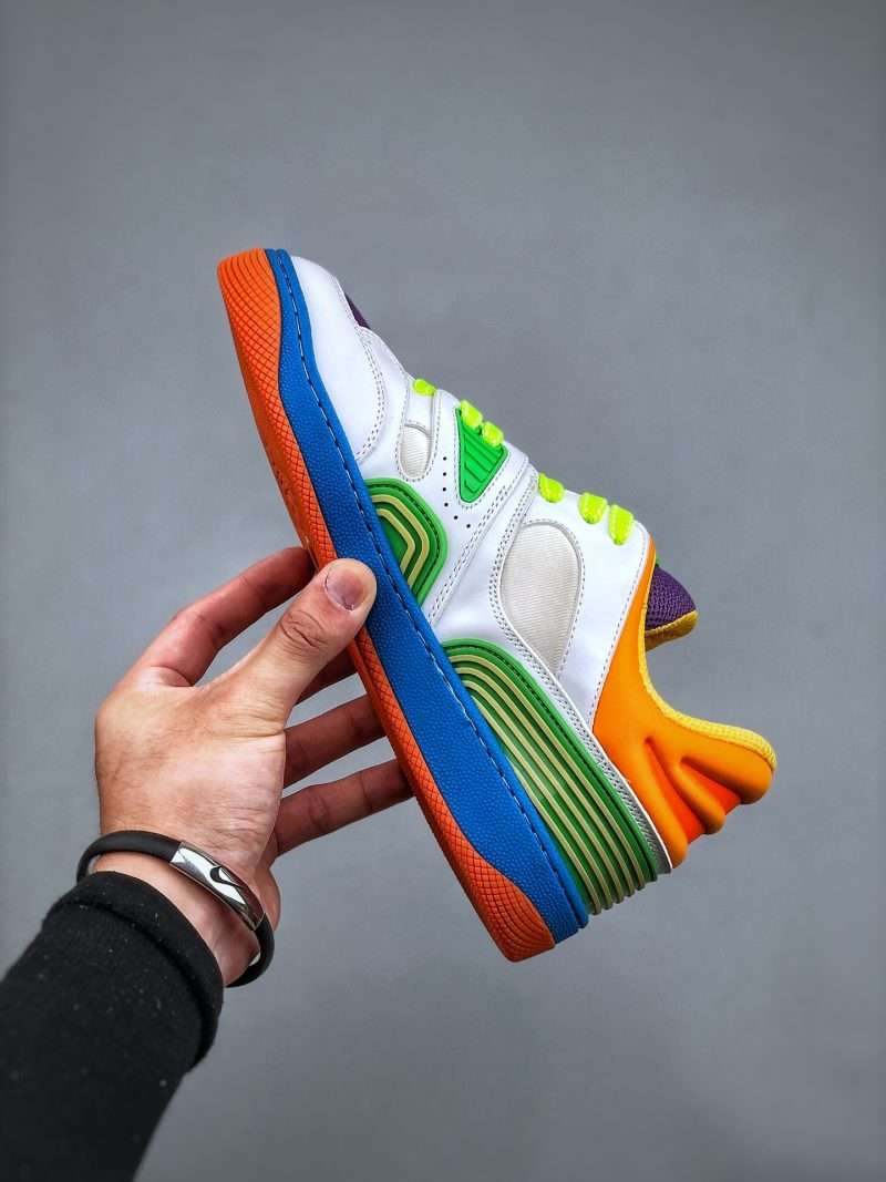 Kickswho Gucci Basket Demetra Lace Up Low Top Sneaker Multicolor （Green Orange Purple） - Image 2