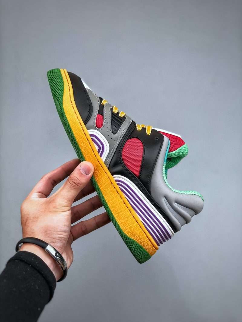 Kickswho Gucci Basket Demetra Lace Up Low Top Sneaker Multicolor White Black Red Yellow - Image 2