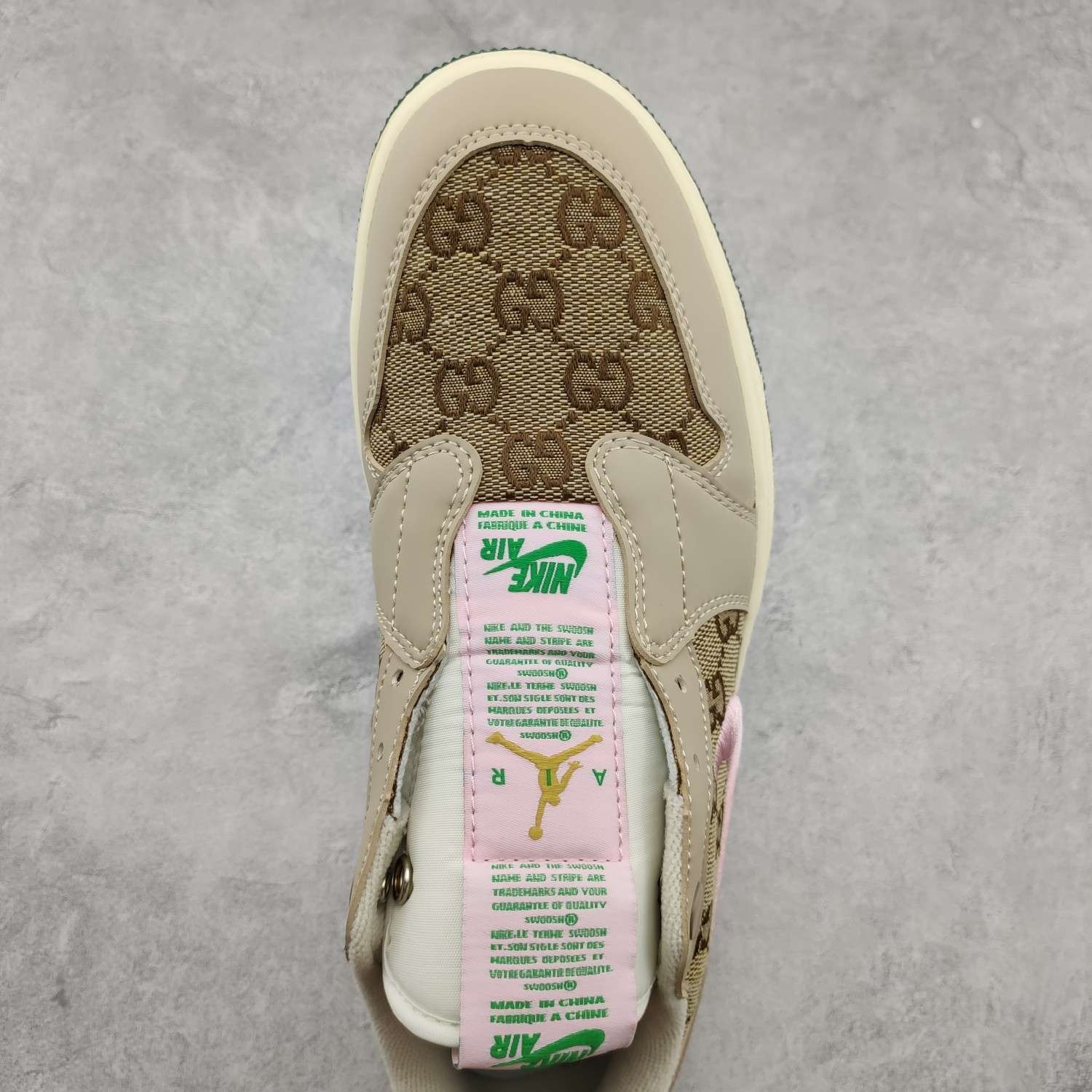 Kickswho Gucci x Air Jordan 1 Low Slip Shadow AV3918-318 - Image 4