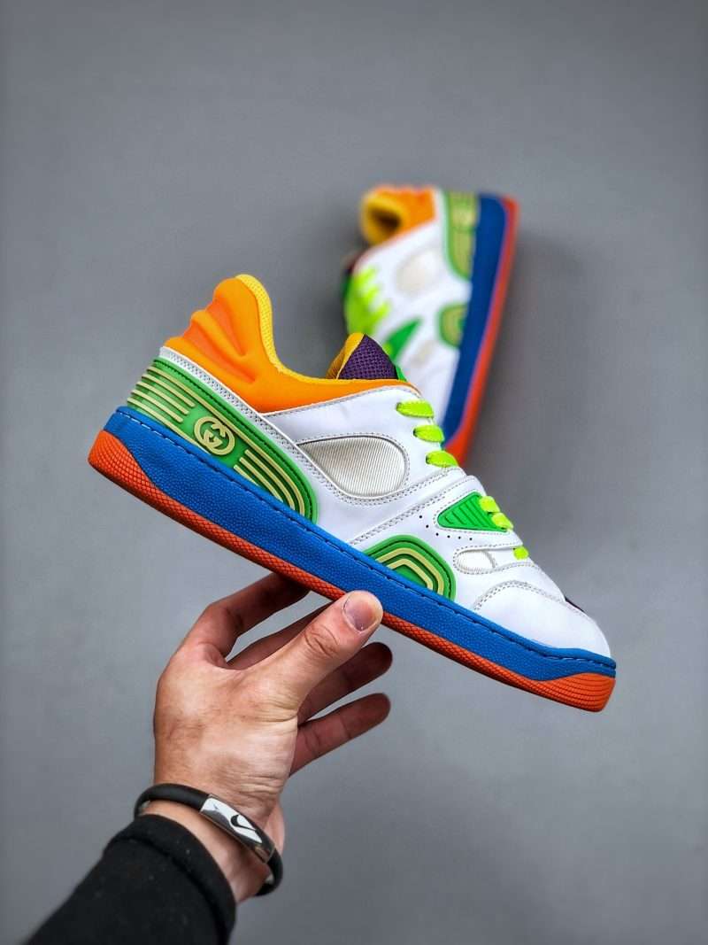 Kickswho Gucci Basket Demetra Lace Up Low Top Sneaker Multicolor （Green Orange Purple） - Image 4