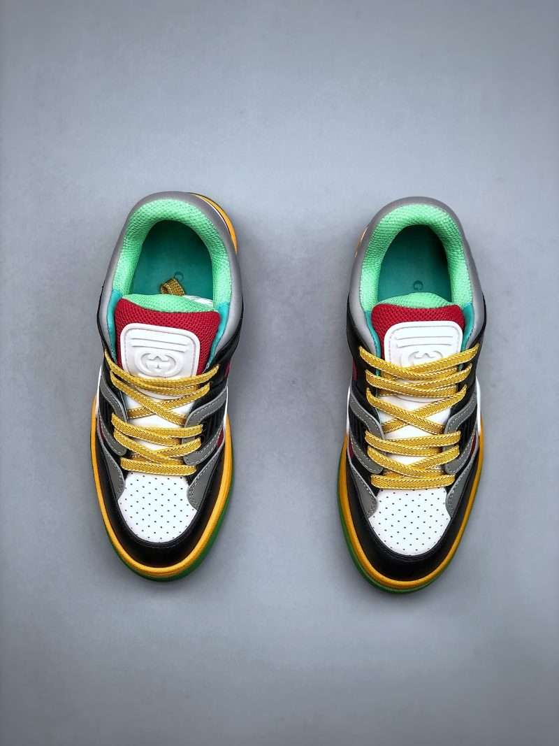 Kickswho Gucci Basket Demetra Lace Up Low Top Sneaker Multicolor White Black Red Yellow - Image 5
