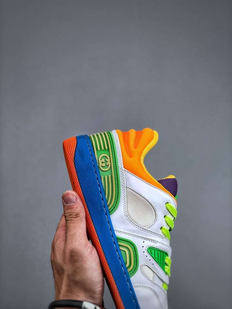 Kickswho Gucci Basket Demetra Lace Up Low Top Sneaker Multicolor （Green Orange Purple） - Image 6