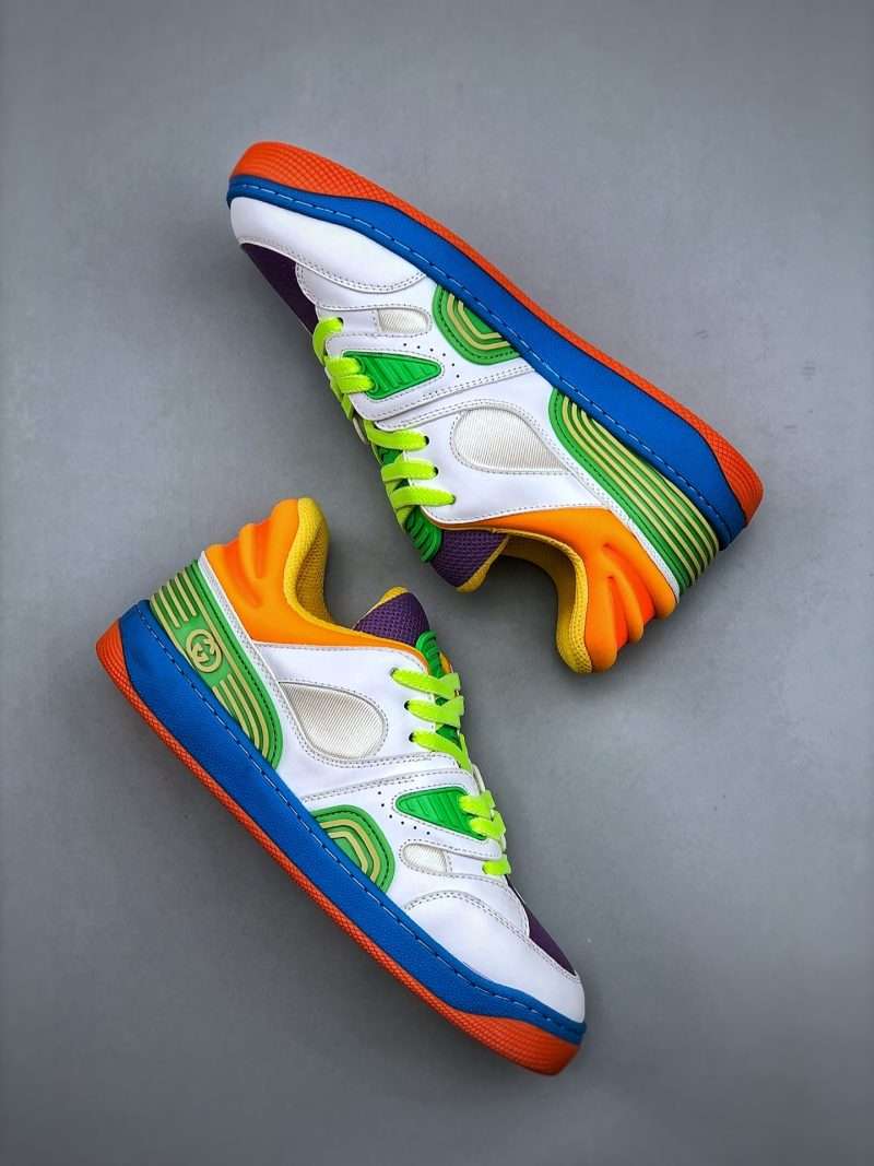 Kickswho Gucci Basket Demetra Lace Up Low Top Sneaker Multicolor （Green Orange Purple） - Image 9