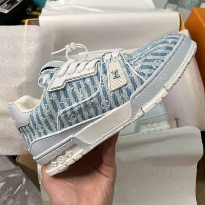 KICKWHO Louis Vuitton 23New Monogram Sneakers Plain Toe Casual Style Unisex Blue