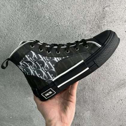 Kickswho Dior Essentials B23 HIGH-TOP SNEAKER Black And White Oblique Canvas