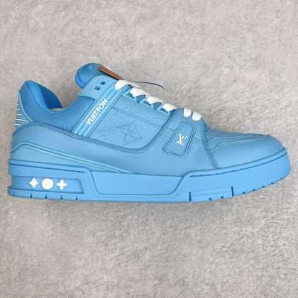 Kickswho LV Louis Vuitton Trainer Blue Embossed Monogram