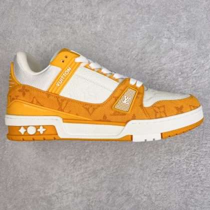 Kickswho LV Louis Vuitton Trainer Yellow Monogram Denim White