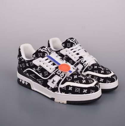 Kickswho LV Louis Vuitton Trainer Black Monogram Textile