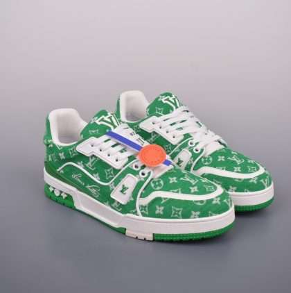 Kickswho LV Louis Vuitton Trainer Green Monogram Textile