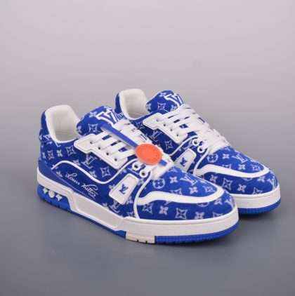 Kickswho LV Louis Vuitton Trainer Blue Monogram Textile