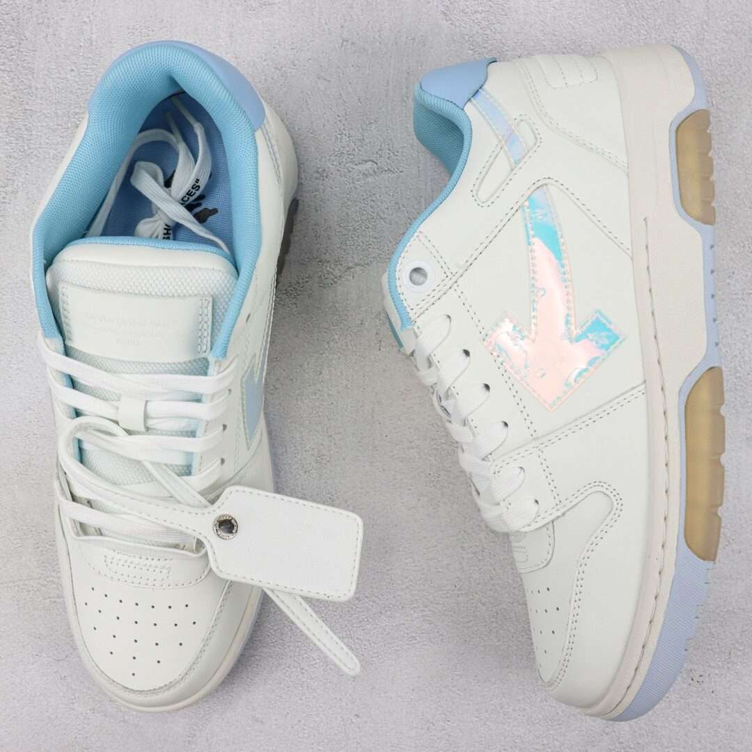 Kickswho Off-White Out Of Office Low-top OOO Low Tops White Iridescent Blue
