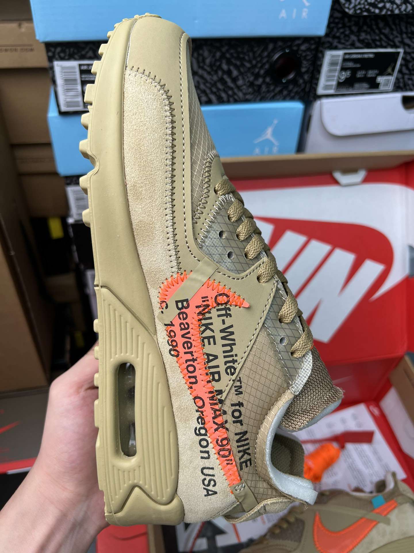 Kickswho Off-White x Air Max 90 'Desert Ore' AA7293 200 - Image 4