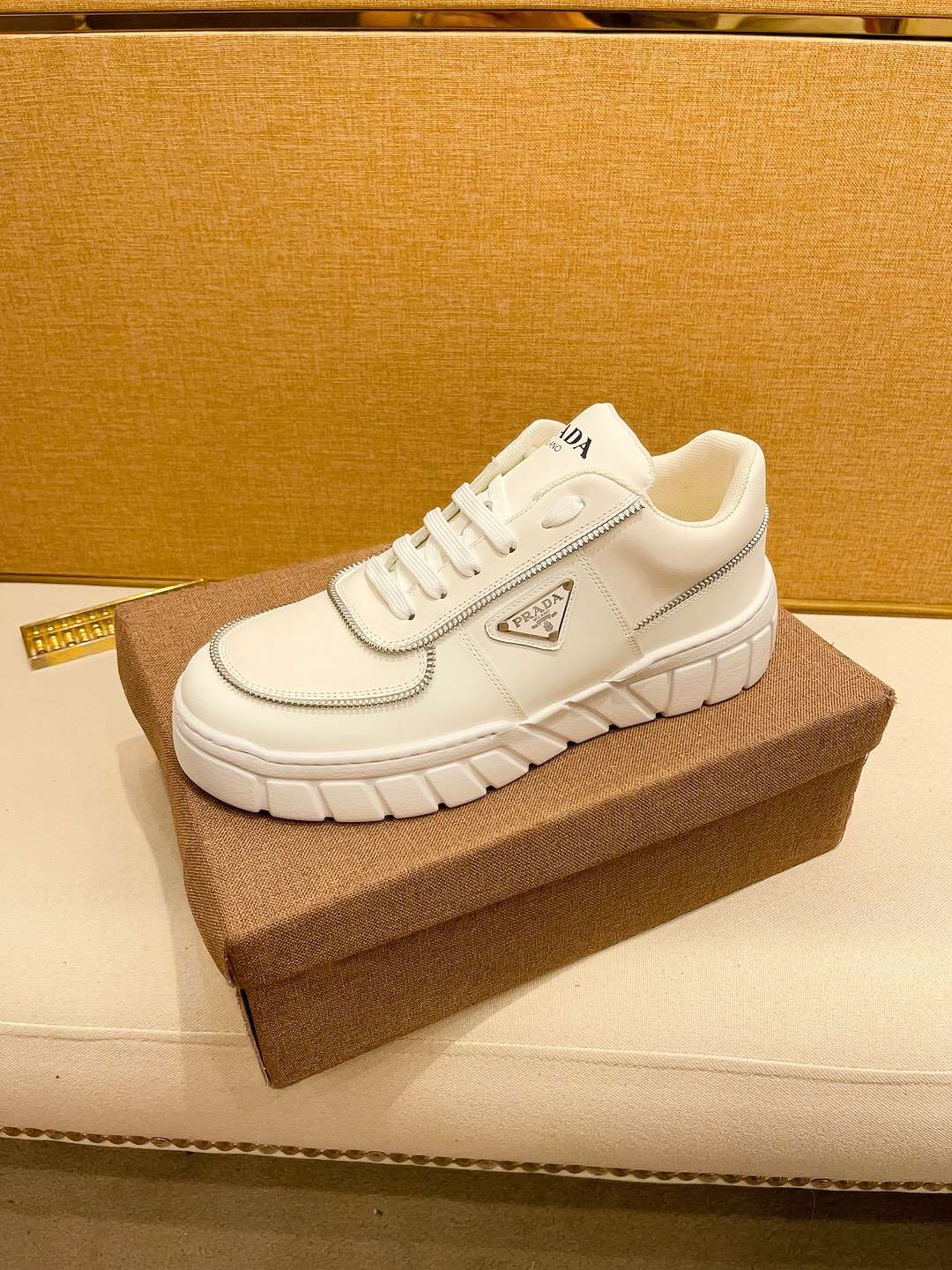 KICKWHO Prada Leather Logo Sneakers New in - Image 5
