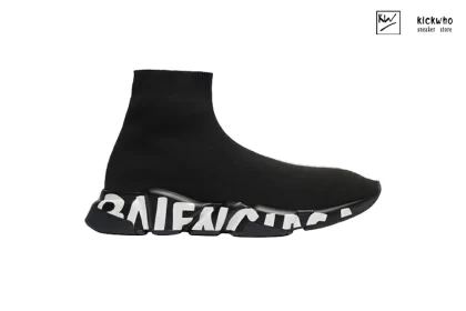 Balenciaga Speed Graffiti Trainers Black White Logo 605942W05GE1006