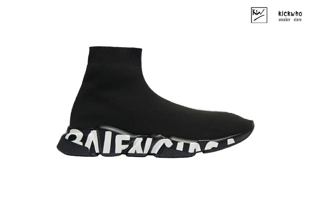 Balenciaga Speed Graffiti Trainers Black White Logo 605942W05GE1006