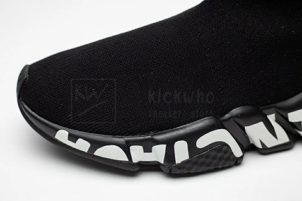 Balenciaga Speed Graffiti Trainers Black White Logo 605942W05GE1006 - Image 7