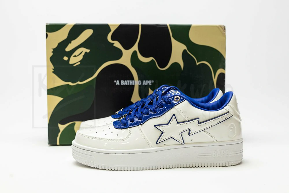 A Bathing Ape Bape Sta Patent Leather White Blue - Image 4