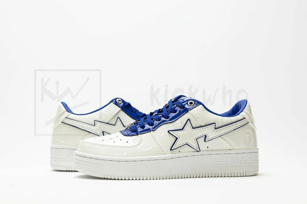 A Bathing Ape Bape Sta Patent Leather White Blue - Image 5