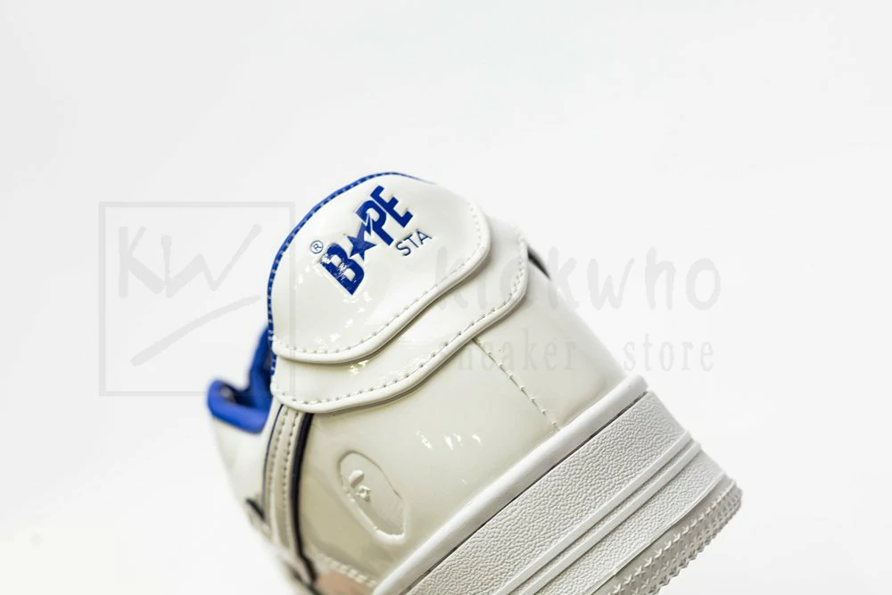 A Bathing Ape Bape Sta Patent Leather White Blue - Image 10