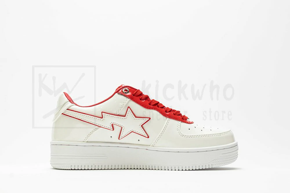 A Bathing Ape Bape Sta Patent Leather White Red - Image 2