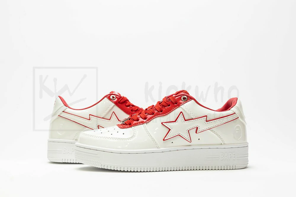 A Bathing Ape Bape Sta Patent Leather White Red - Image 5