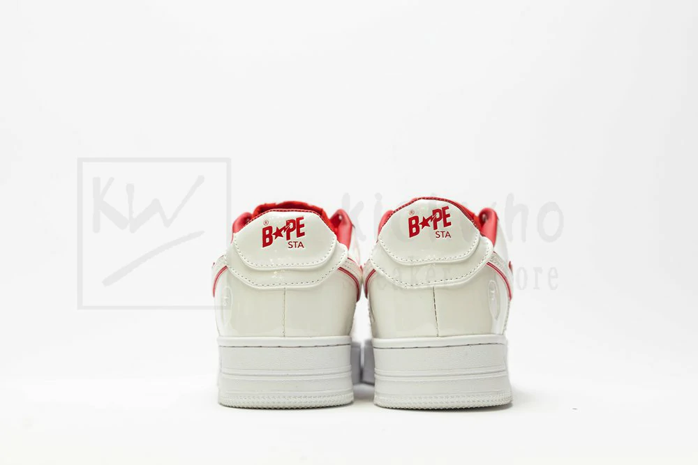 A Bathing Ape Bape Sta Patent Leather White Red - Image 6