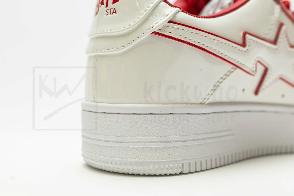 A Bathing Ape Bape Sta Patent Leather White Red - Image 8