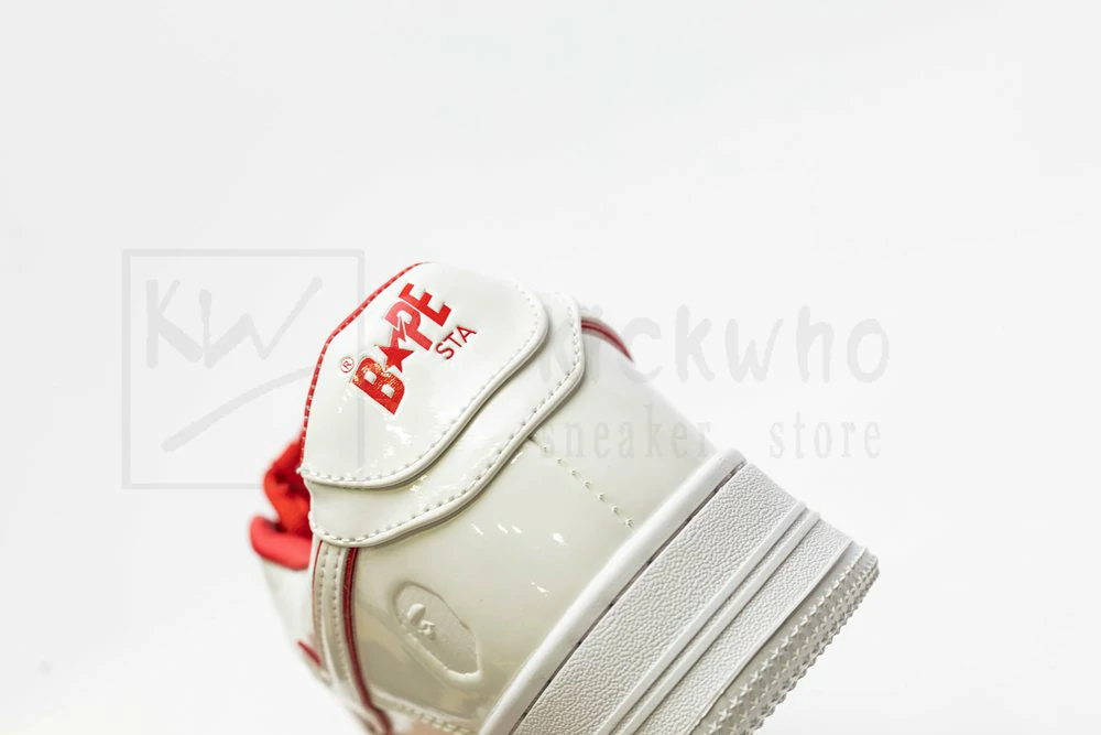 A Bathing Ape Bape Sta Patent Leather White Red - Image 9