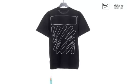 Offwhite Wave Outl Diag Slim Tee Black/White