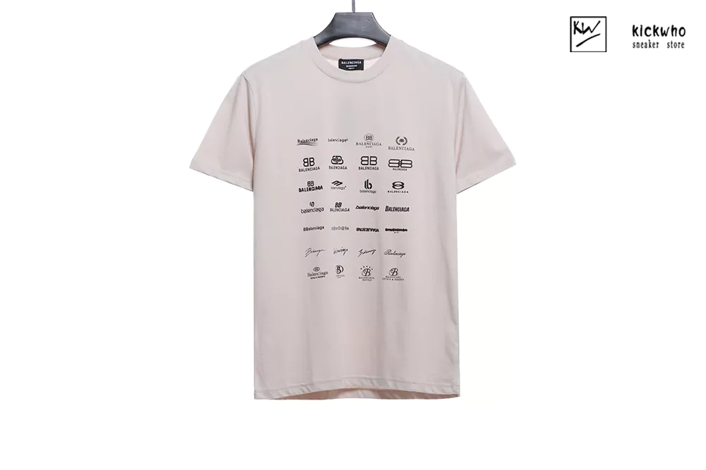 Balenciaga Archive Logos T-shirt Cream