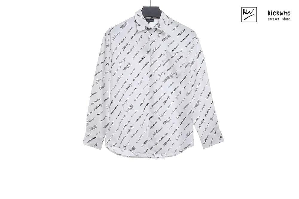 Balenciaga Logo Print Shirt White