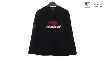 Balenciaga LOGO Embroidery sleeve T-shirt Black