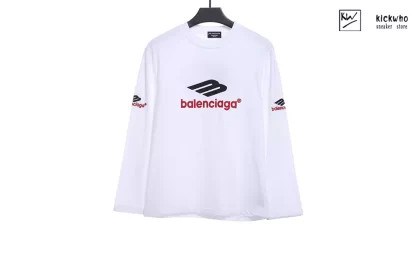 Balenciaga LOGO Embroidery sleeve T-shirt White