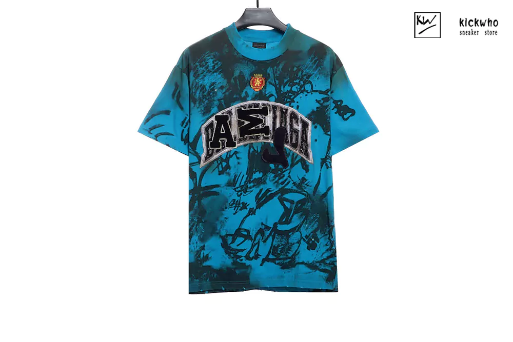 Balenciaga Graffiti Logo-print T-shirt Blue