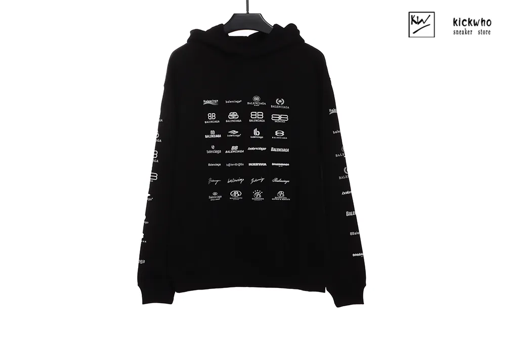 Balenciaga Archives Logos Hoodie Black