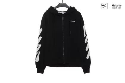 Offwhite Graffiti electrocardiogram zipper Hoodie