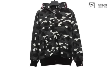 BAPE Classic camouflage patchwork luminous hoodie black