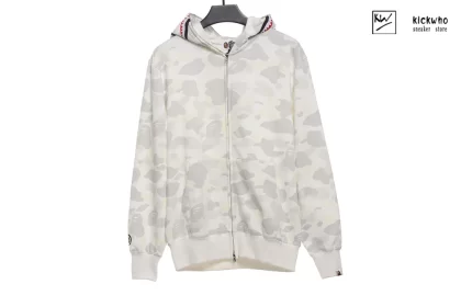 BAPE Classic camouflage patchwork luminous hoodie white