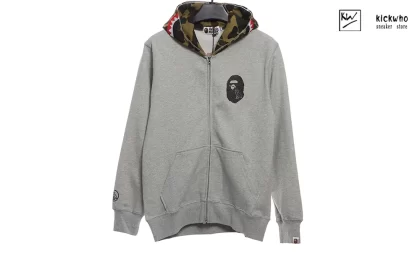 Bape X Ovo Shark Full Zip Hoodie Grey
